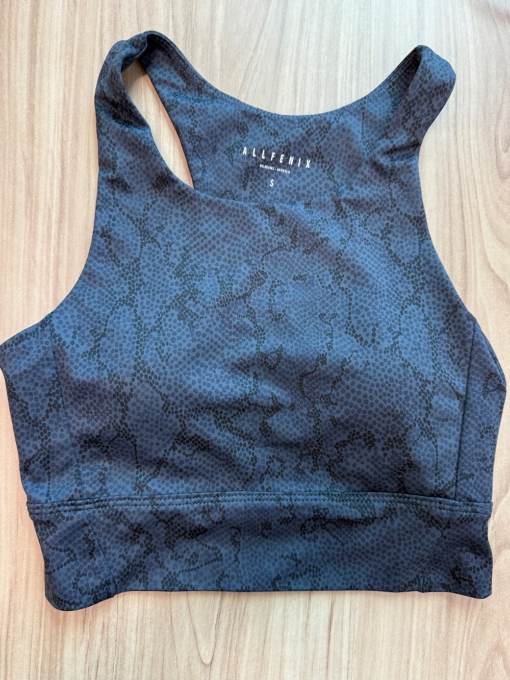 Anthropologie All Fenix Navy Snake Snakeskin Blue Longline Sports Bra Small